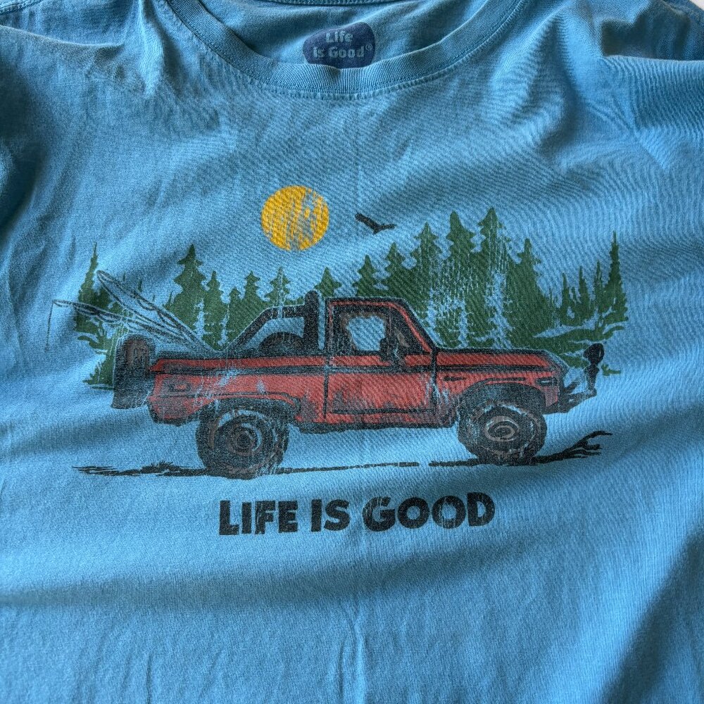Life Is Good Crusher Men’s Blue Long Sleeve Truck T Shirt Large - Picture 4 of 6